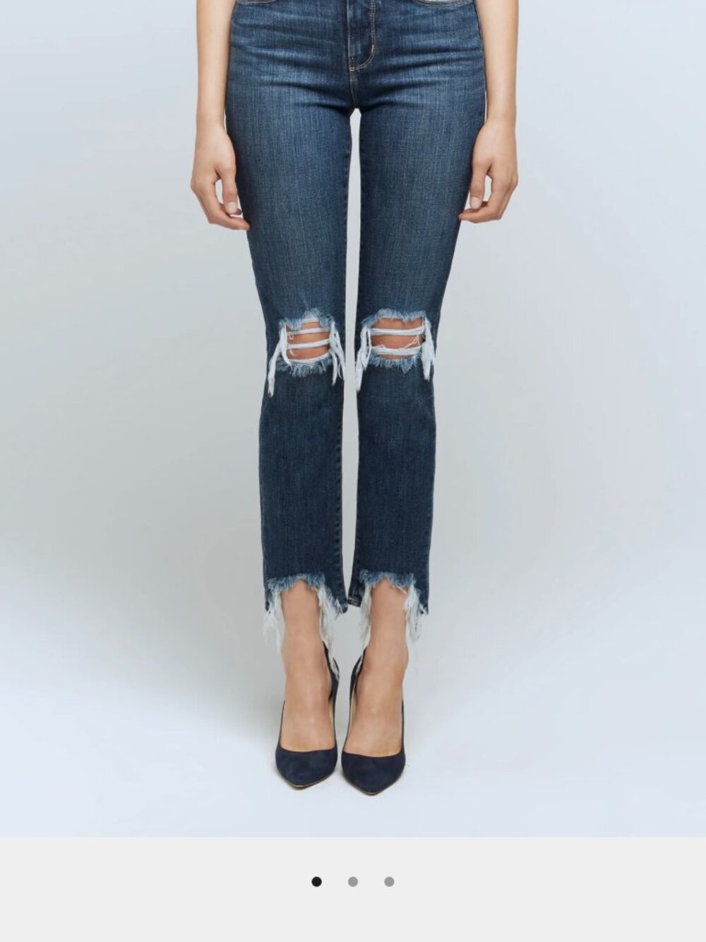 L’AGENCE Women Ripped Skinny Jeans Size 24 High Rise Distressed Denim Designer